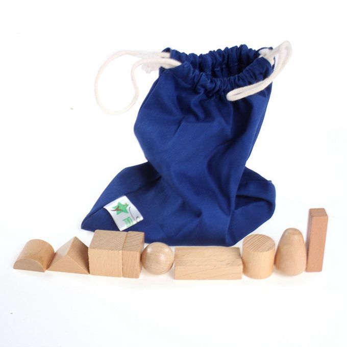 18x Wood Geometry Blocks Building Blocks Set With Mystery Bag For