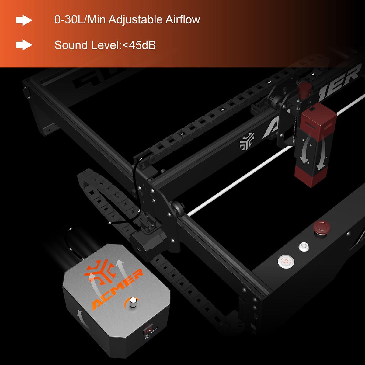 ACMER Air Assist High Speed Air Pump Laser Engraving and Cutting Machine Accessories Adjustable Airflow Remove   Smoke and Dust Easy to Install Compatible with Laser Engravers TWOTREES TS2/Totem S/TTS-55/Atomstack A5   Pro/Sc