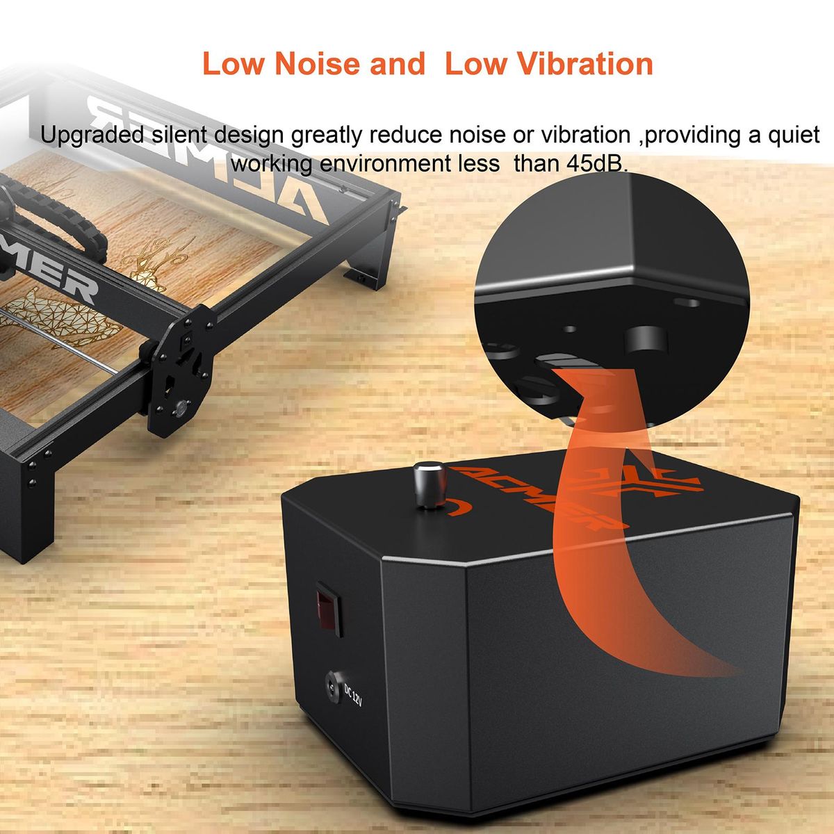 ACMER Air Assist High Speed Air Pump Laser Engraving and Cutting Machine Accessories Adjustable Airflow Remove   Smoke and Dust Easy to Install Compatible with Laser Engravers TWOTREES TS2/Totem S/TTS-55/Atomstack A5   Pro/Sc