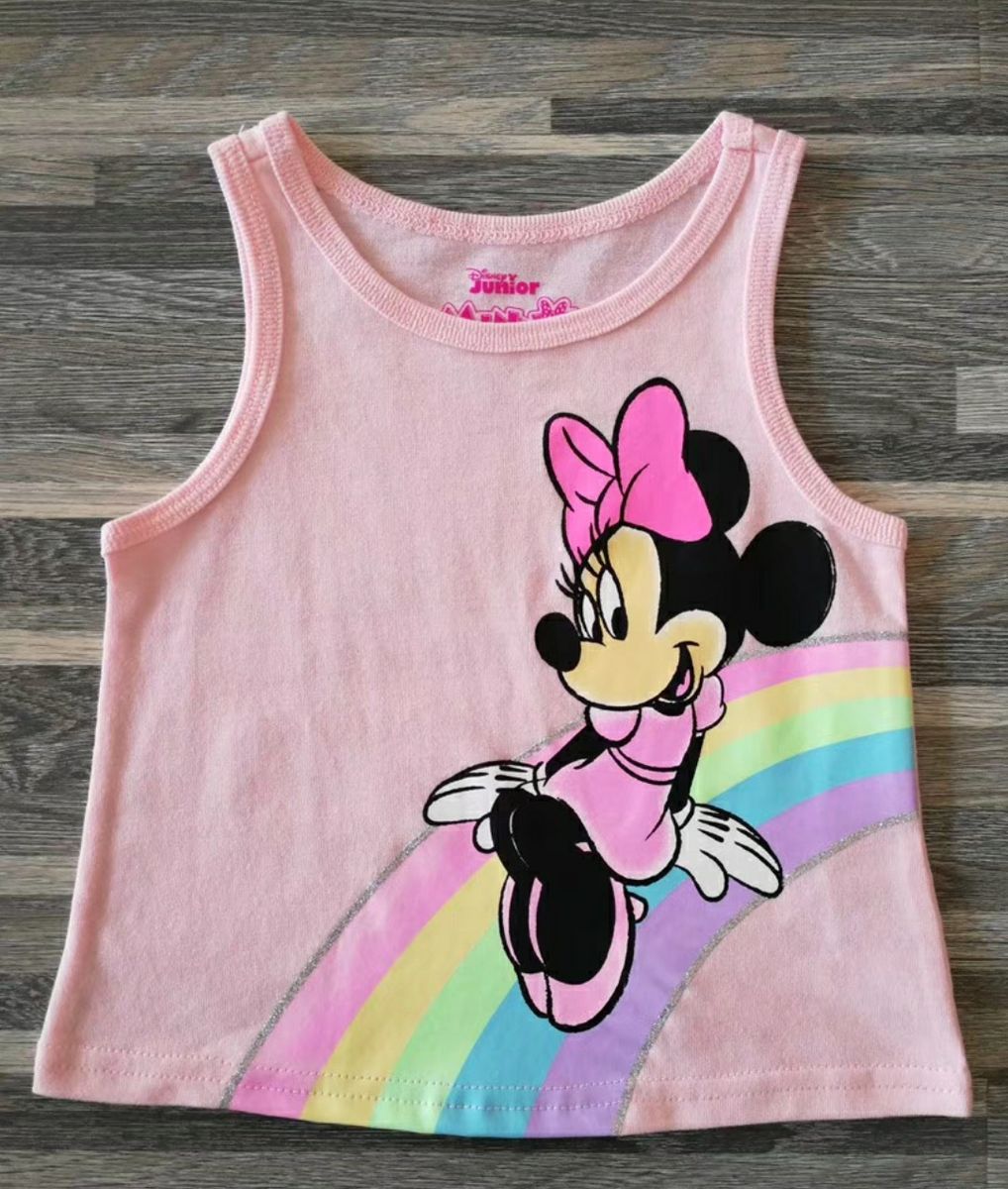 3 Pack Minnie Mouse Girl's Shortsleeve Tee, Sleeveless Shirt And Shorts Set For Kids