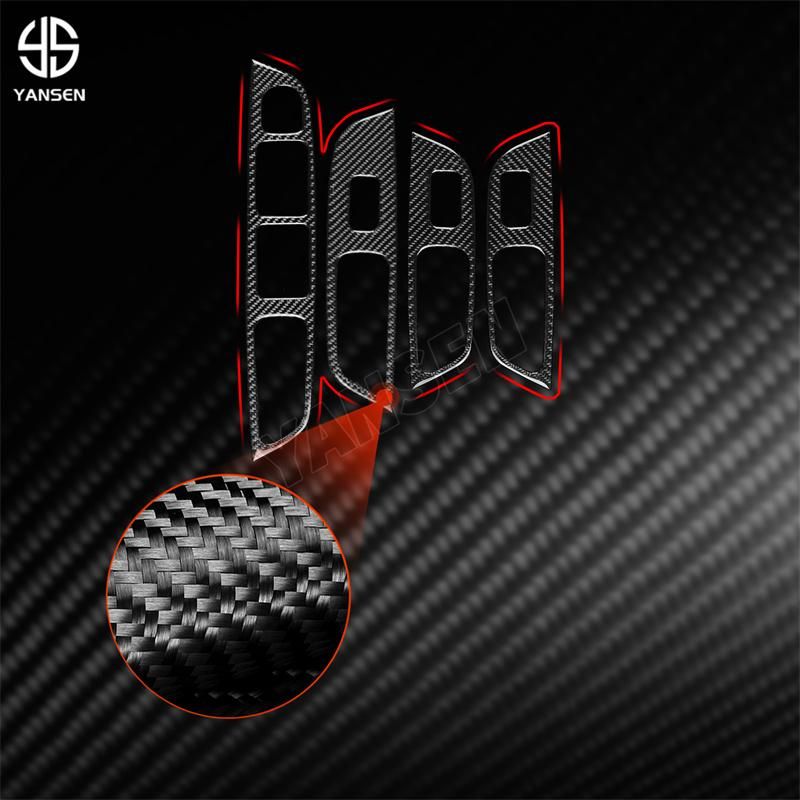 For Acura TL 2009-2014 Real Carbon Fiber Car Window Lift Switch Button Panel Ashtray Trim Cover Stickers Auto Accessories