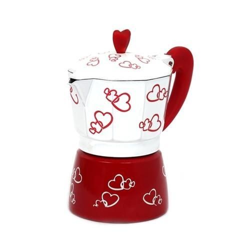 300ml Red Heart Printed Coffee Maker Aluminum Alloy Moka Pot Espresso Mocha Latte Percolator Filter Cafetera For Kitchen