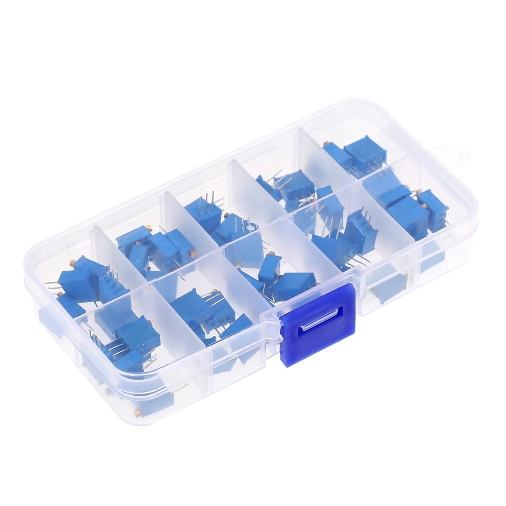 50Pcs 3296W Multiturn Trimmer Potentiometer Kit 3296W High Precision  Variable Resistor 500R 1K 2K 5K 10K 20K 50K 100K 200K 1M