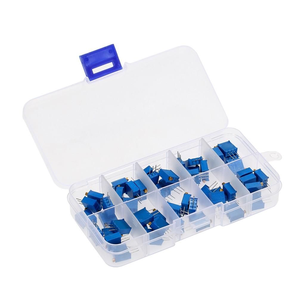 50Pcs 3296W Multiturn Trimmer Potentiometer Kit 3296W High Precision  Variable Resistor 500R 1K 2K 5K 10K 20K 50K 100K 200K 1M
