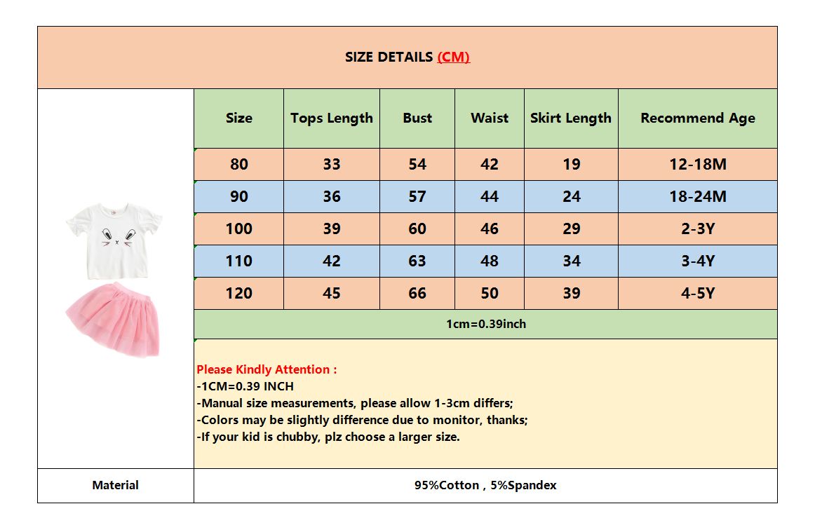 1-5 Years Kids Baby Girl Clothes Set Short Sleeve Vest Top + Pink Skirt