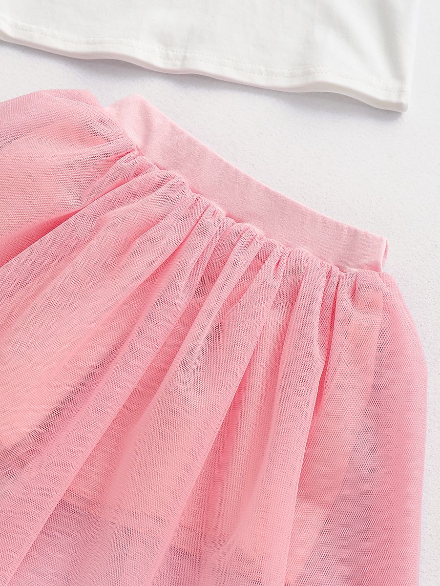 1-5 Years Kids Baby Girl Clothes Set Short Sleeve Vest Top + Pink Skirt