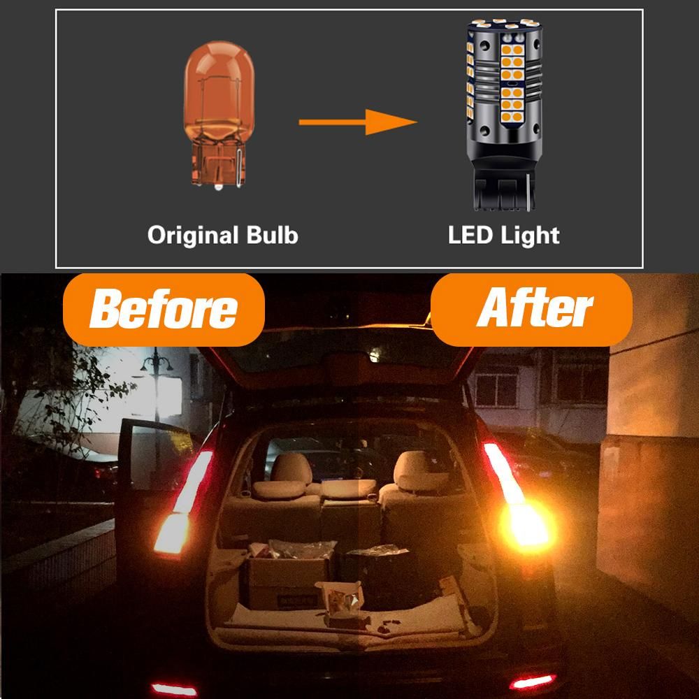 2pcs LED Turn Signal Light Blub Lamp WY21W T20 7440A Canbus No Error For Fiat 124 Spider 2016 2017