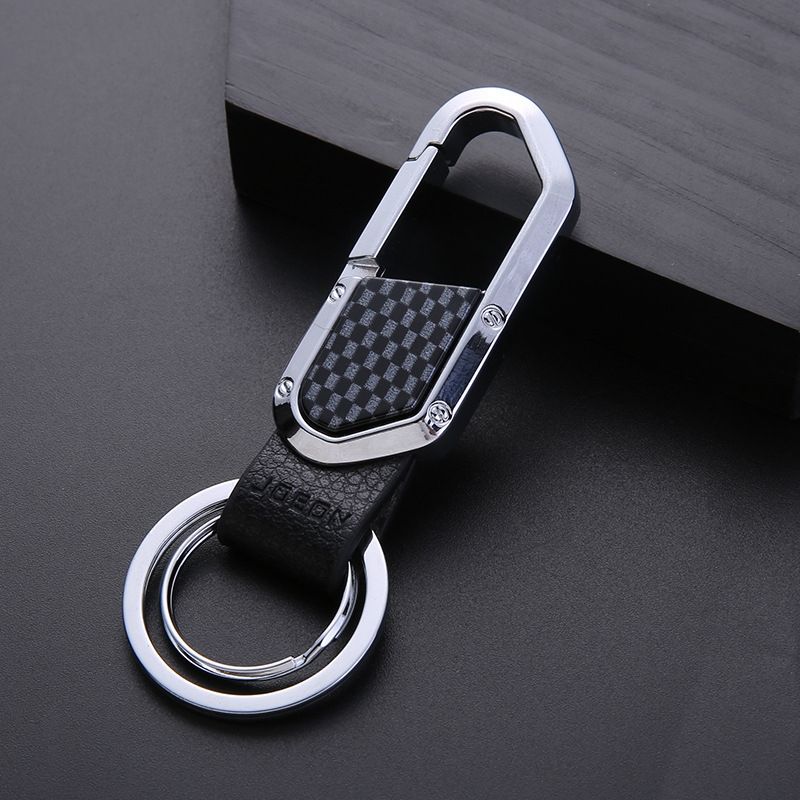 JOBON ZB-106A Business Men Metal Keychain Double Loop Car Pendant Keychain(Brown Chrome)