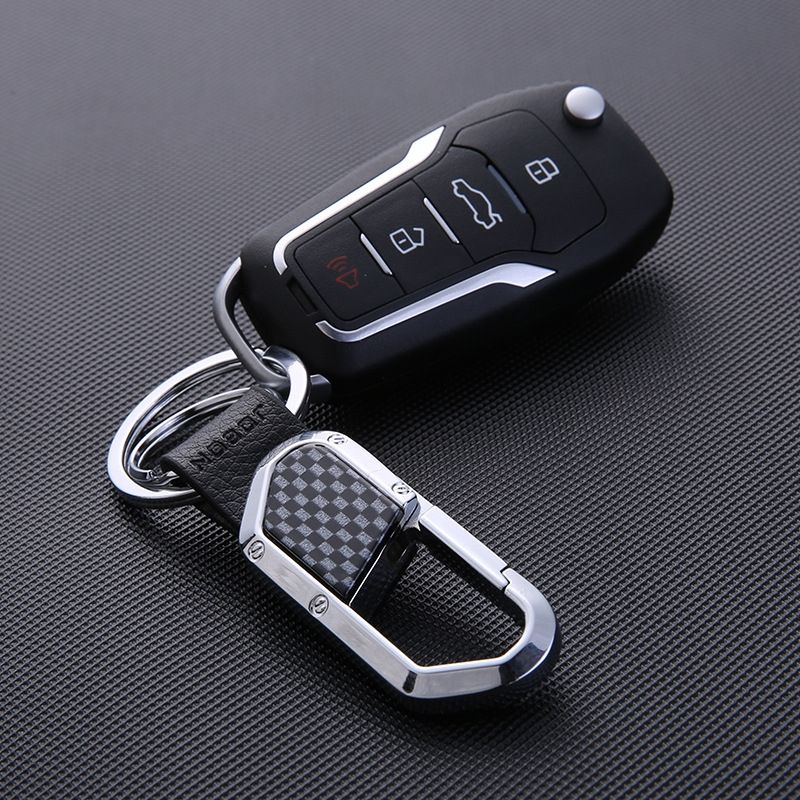 JOBON ZB-106A Business Men Metal Keychain Double Loop Car Pendant Keychain(Golden)