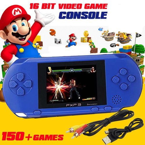 Kids Single Player Portable 16 Bit PXP3 Handheld Game Player-BLUE