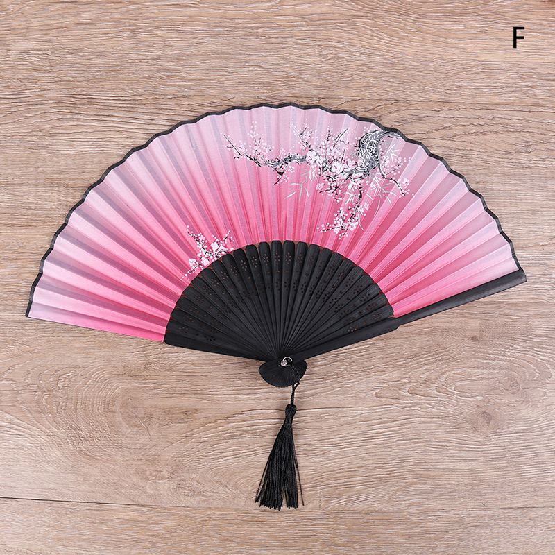 Carved Folding Fan Chinese Printed 1pc Flower Decoration Decorative Vintage Hollow Hand Silk Crafts Spun Fans Dropshipping