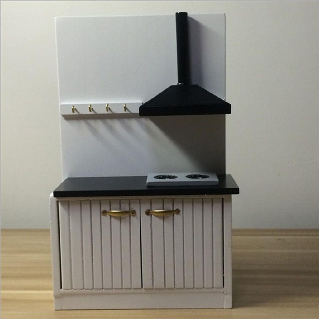 1:12 Miniature Wooden Kitchen Sink & Cabinet Cupboard Set