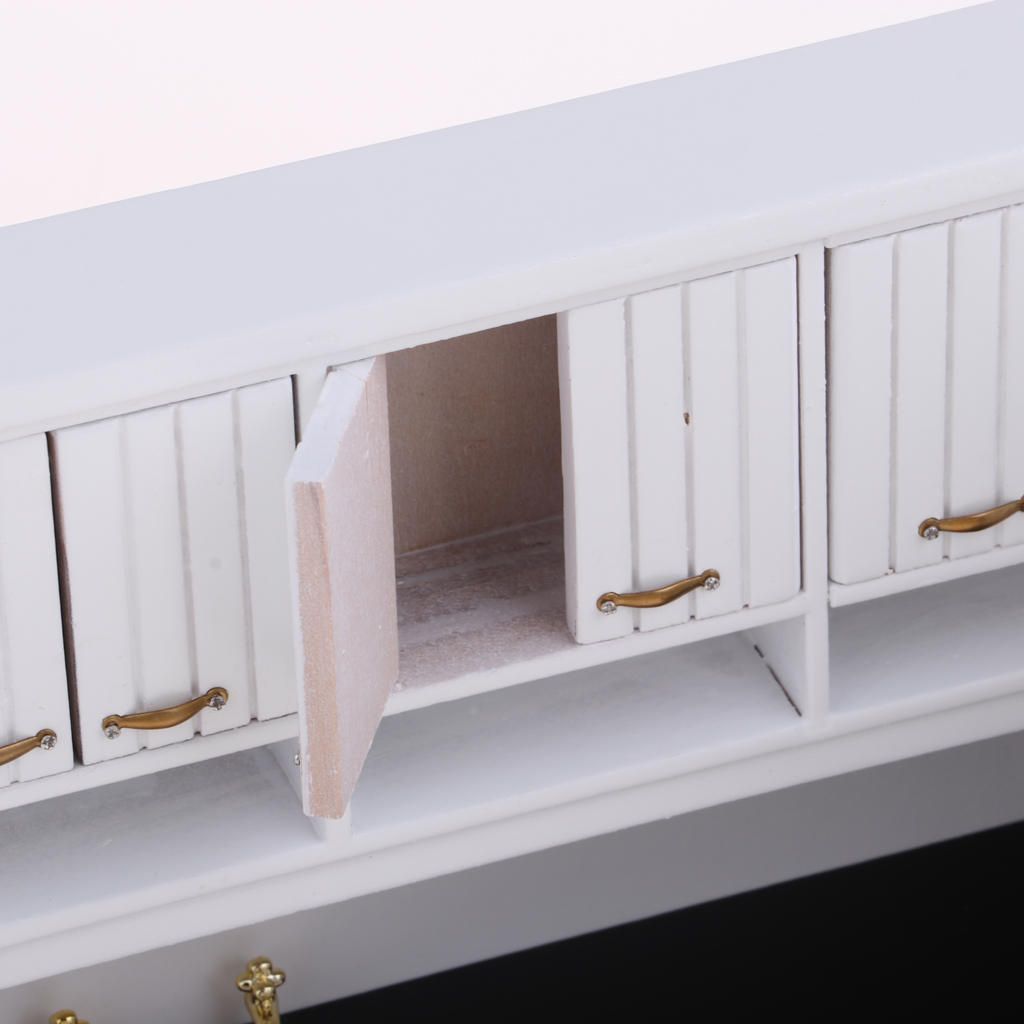1:12 Miniature Wooden Kitchen Sink & Cabinet Cupboard Set