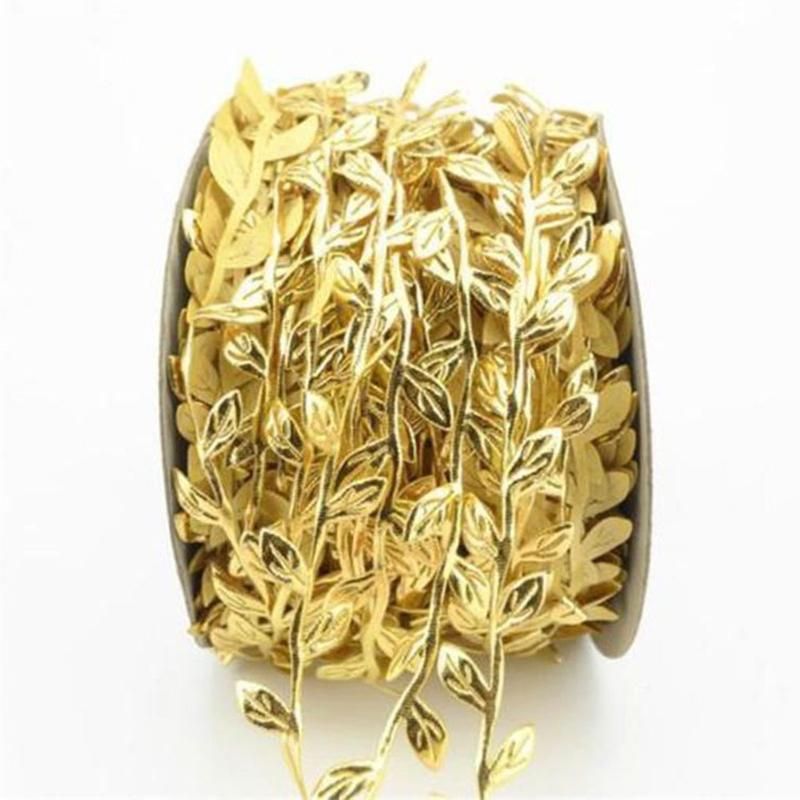 10m Artificial Vine Leaf String Wreath Ribbon Craft-Golden