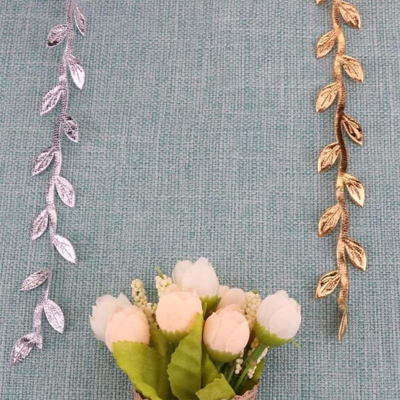 10m Artificial Vine Leaf String Wreath Ribbon Craft-Golden