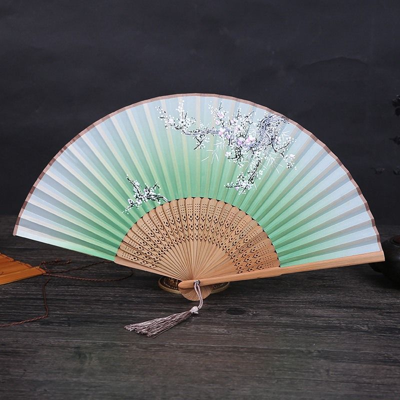 Fan Silk Chinese Printed Flower Spun Decoration Decorative Hand Crafts Folding Vintage Carved Hollow 1pc Fans Dropshipping