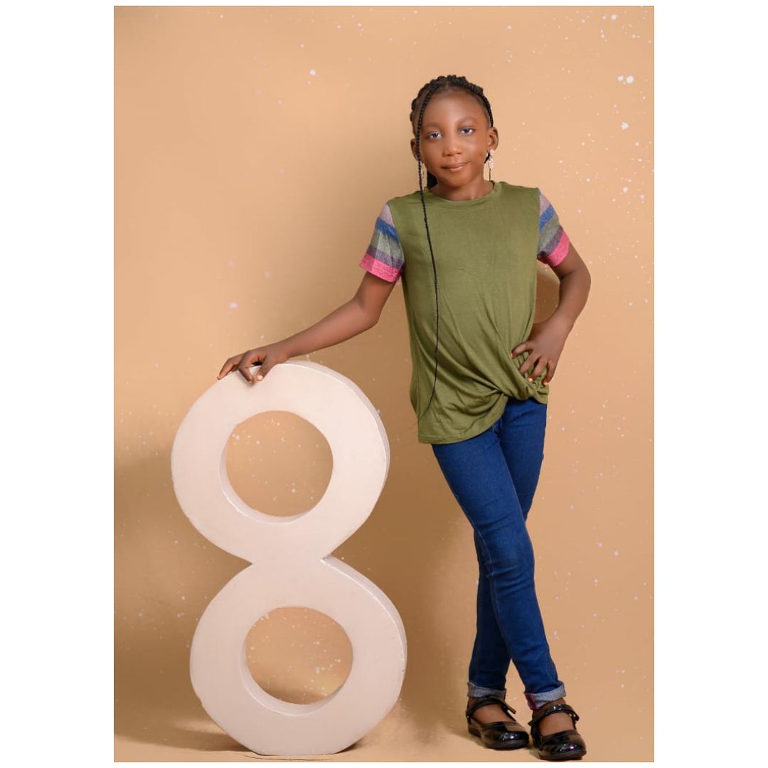 Mfed Green Girls Striped Sleeves Tee