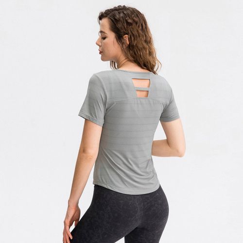 Women's Sport Tops,Summer Short Sleeve Running Gym Yoga T-Shirt（Gray）