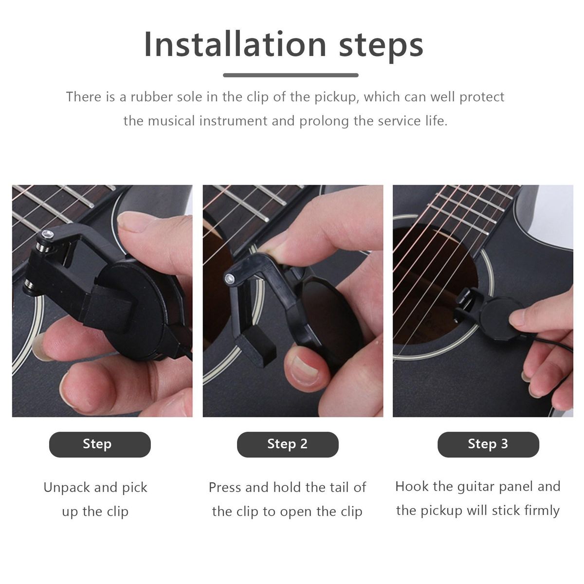 Clip-On for Acoustic Guitar Mandolin Bouzouki Violin Banjo U