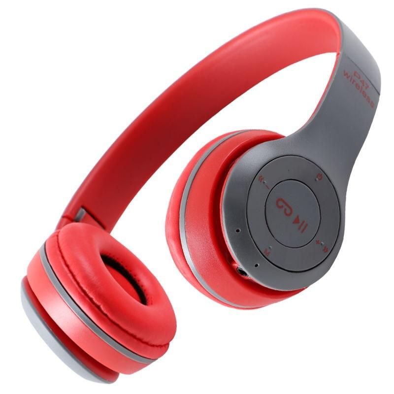 Bluetooth Earphone Over-Ear Subwoofer Wireless Earphone Red