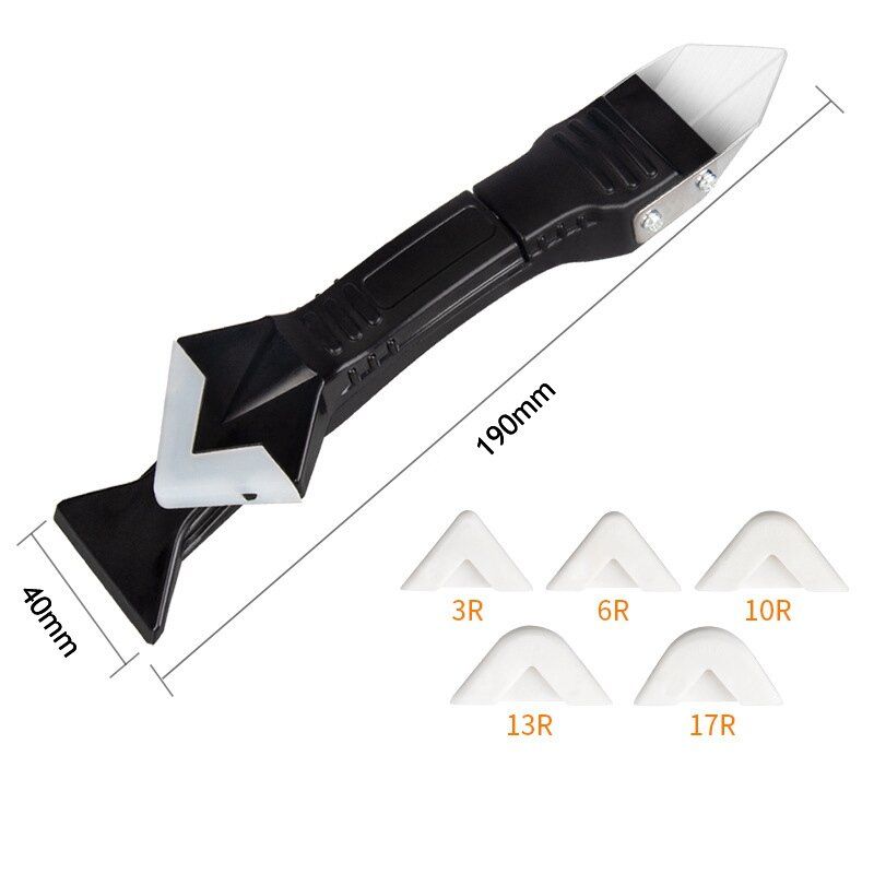 5In1 Silicone Scraper Caulk Tools Glass Glue Angle Scraper