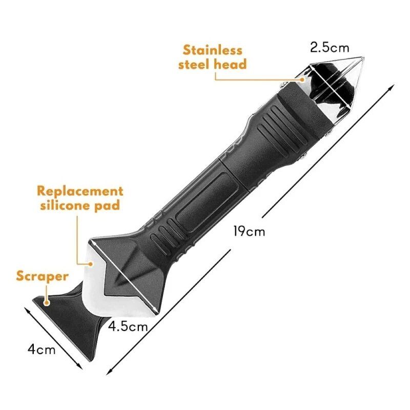 5In1 Silicone Scraper Caulk Tools Glass Glue Angle Scraper