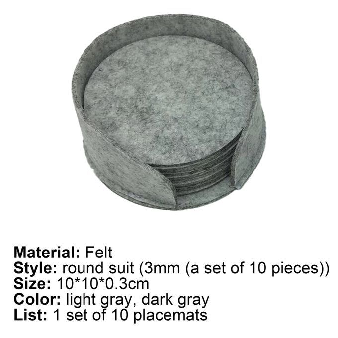10Pcs/Set Table Mat Heat Resistant Protective-Light Grey