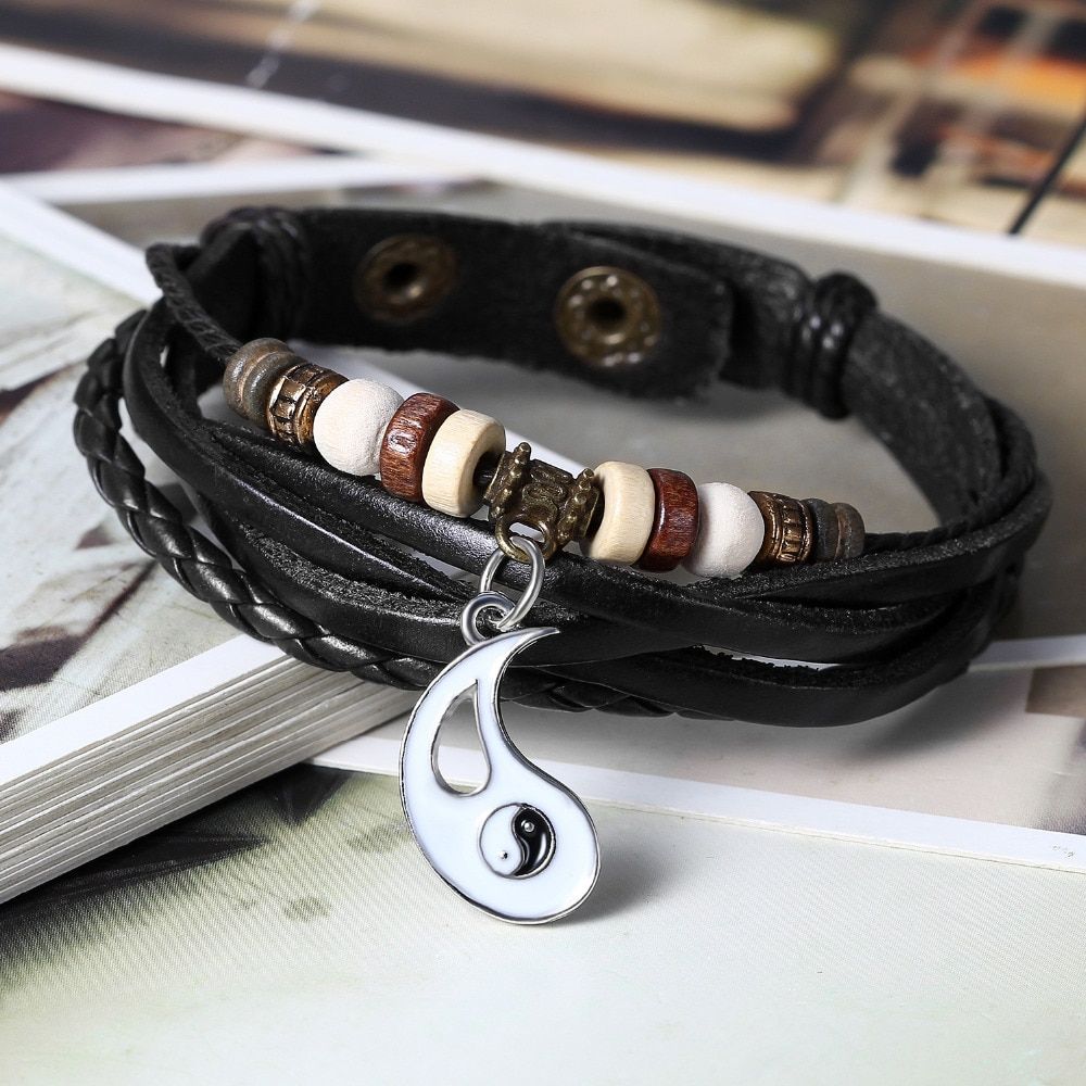 Boniskiss 2pcs / Lot Lovers Bracelets Charm Ying Yang Love