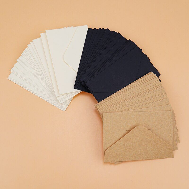 20 40 80PCS Classical White Black Kraft Blank Mini Paper