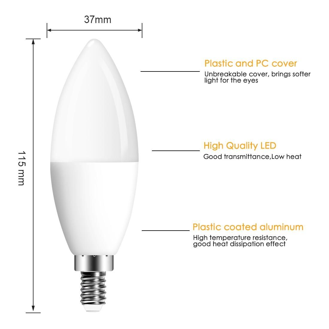 E14 LED Bulb Candle Color Indoor Neon Sign Light Bulb RGB Tape With Controller L