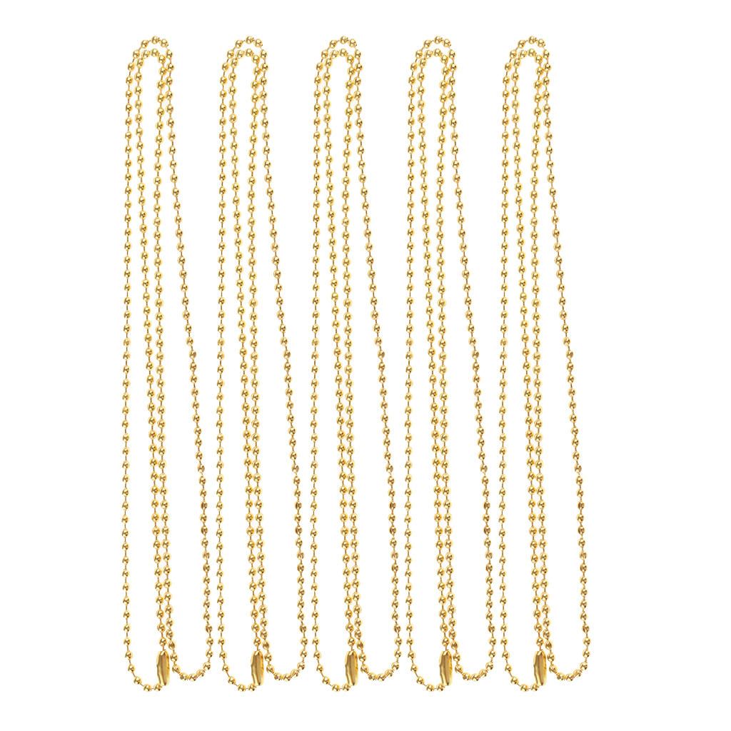 5 Pieces Stainless Steel 2mm Ball Chain Necklace For Men Women Gold