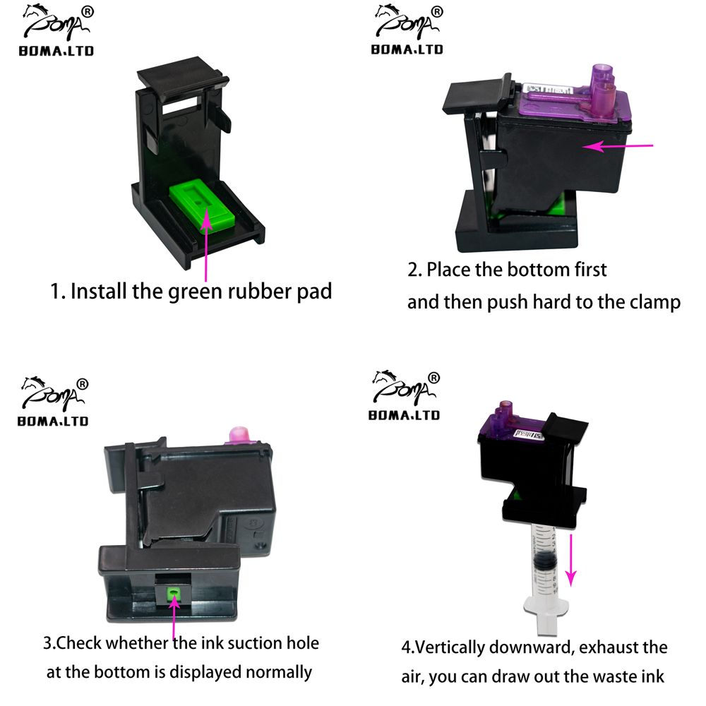 (Option A)Ink Refill Cartridge Clip Rubber Pads Syringe Tool Kit Clamp For HP 46 64 67 305 124 124XL 305XL 67XL 805XL 62XL 303XL