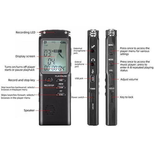Digital Recorder MP3 Noise Reduction Double Capacitor