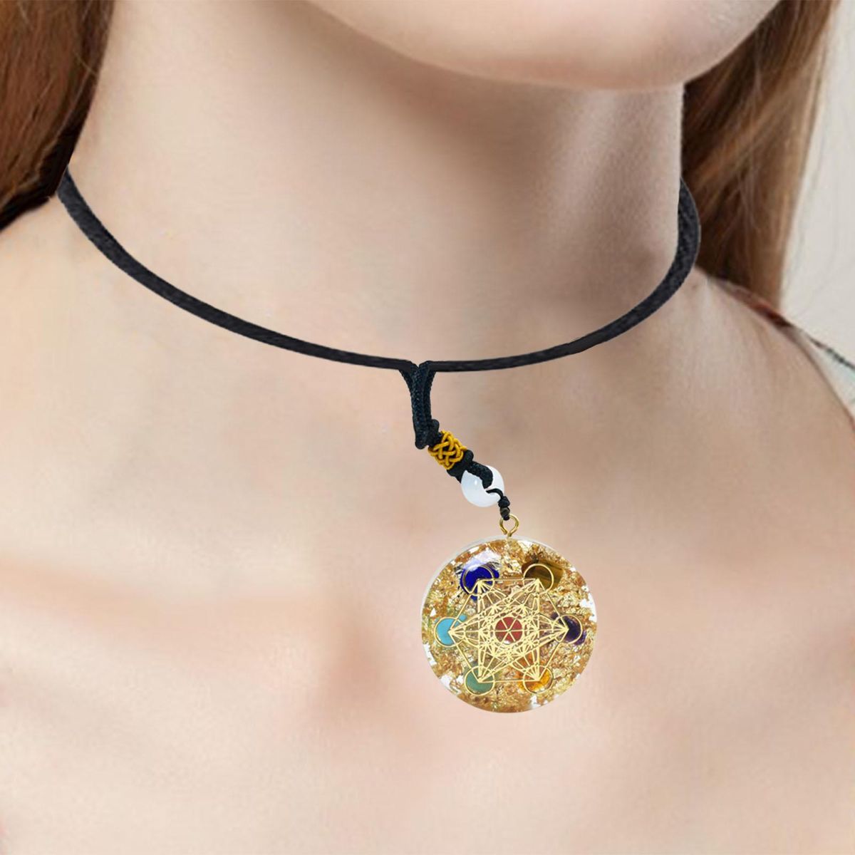 Crystal Stone Chakra Pendant Necklace Protection Amulet Reiki Women