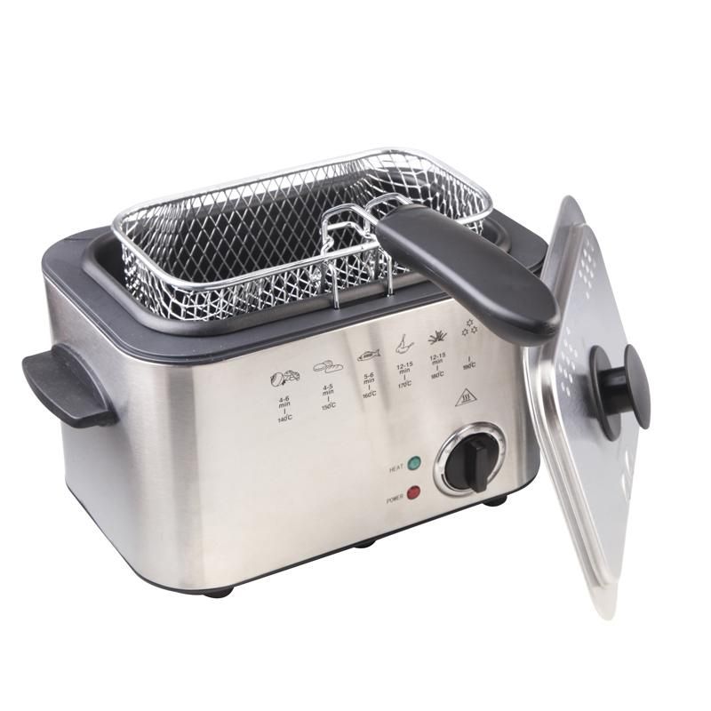 Stainless Steel Single Tank 1.5L Electric Deep Fryer Smokeless French Fries Chicken Frying Pot Grill Mini Hotpot Oven EU US AU
