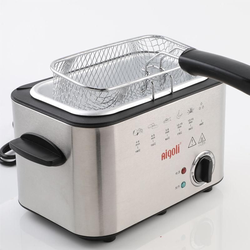 Stainless Steel Single Tank 1.5L Electric Deep Fryer Smokeless French Fries Chicken Frying Pot Grill Mini Hotpot Oven EU US AU
