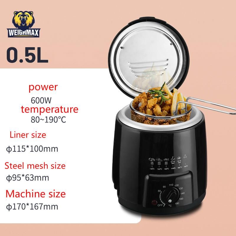 Stainless Steel Single Tank 1.5L Electric Deep Fryer Smokeless French Fries Chicken Frying Pot Grill Mini Hotpot Oven EU US AU