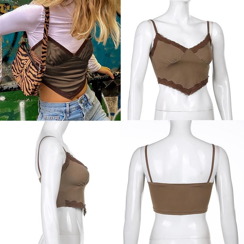 Vintage Short Tops Retro Y2K For Women With Back Discovered Camoon Corrugated Sexy Aesthetics Tops Harajuku 90 with Halter Neck T-Shirt CuteAndpsycho