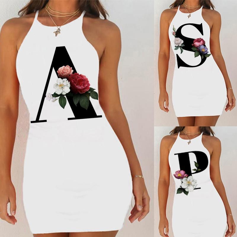 Sexy pajamas sleepwear nightgown night summer shirts woman 26 English alphabet letter hip nightgown woman white evening dress