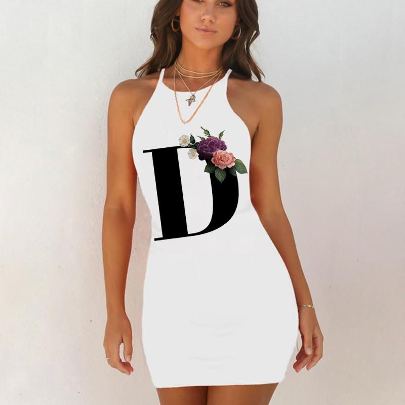Sexy pajamas sleepwear nightgown night summer shirts woman 26 English alphabet letter hip nightgown woman white evening dress