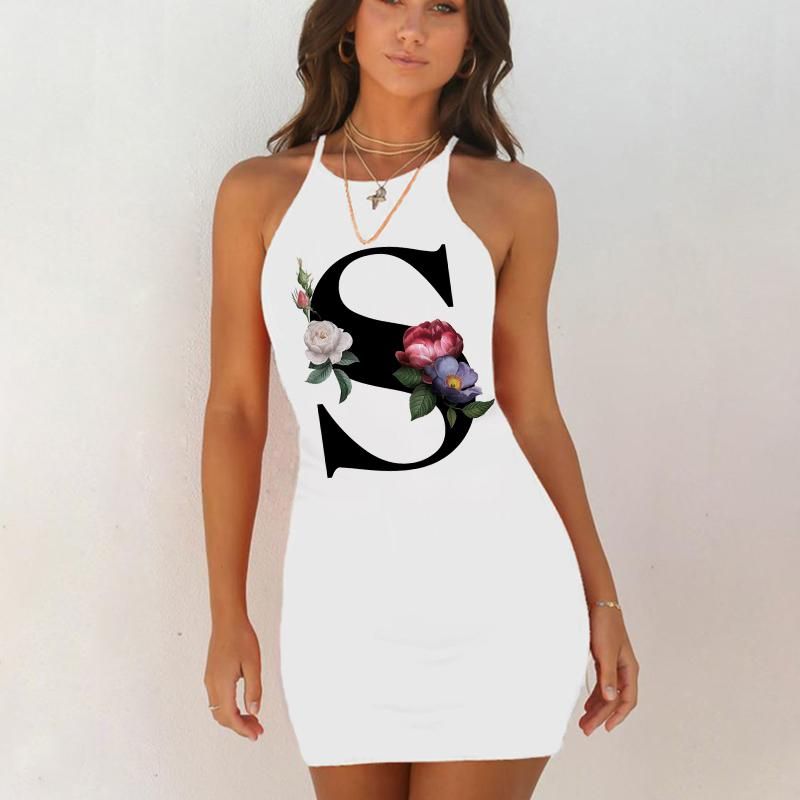 Sexy pajamas sleepwear nightgown night summer shirts woman 26 English alphabet letter hip nightgown woman white evening dress
