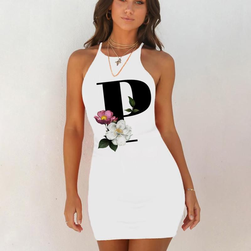 Sexy pajamas sleepwear nightgown night summer shirts woman 26 English alphabet letter hip nightgown woman white evening dress
