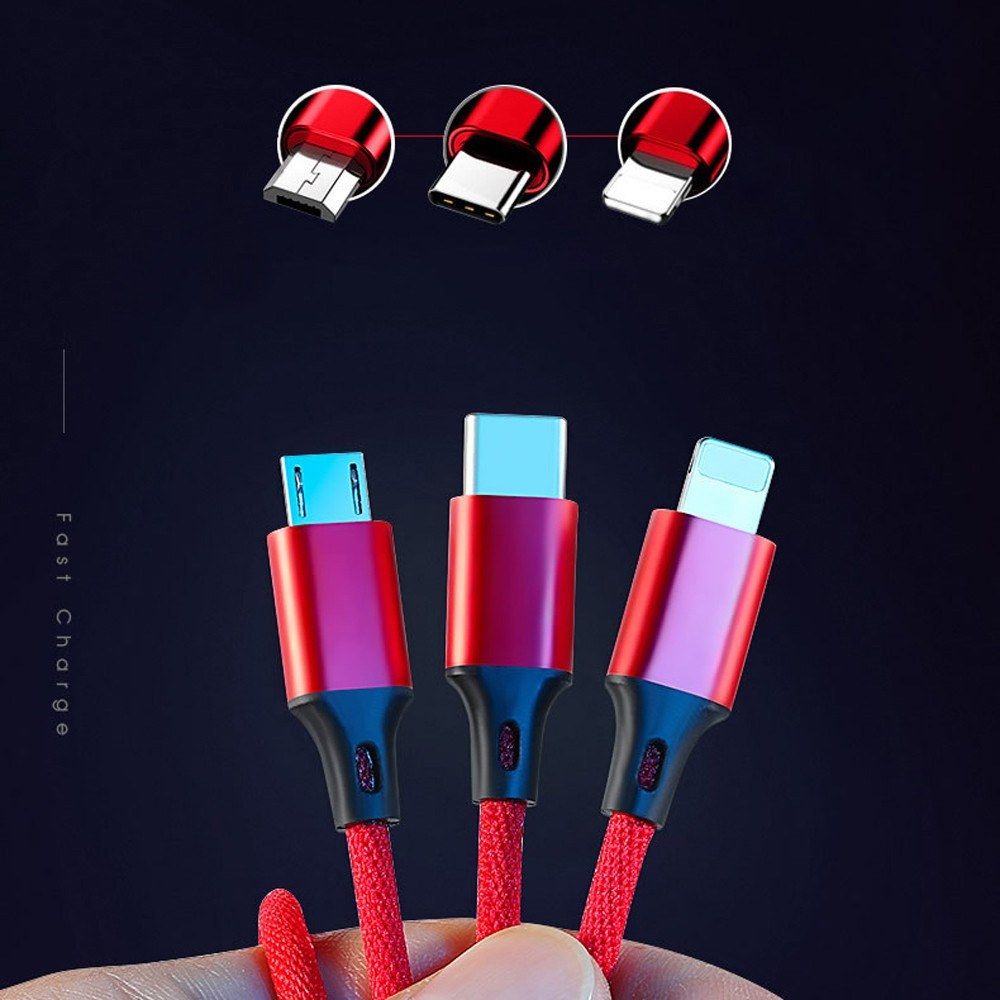 3 IN 1 USB Cable For Mobile Phone Fast Power Cable Power