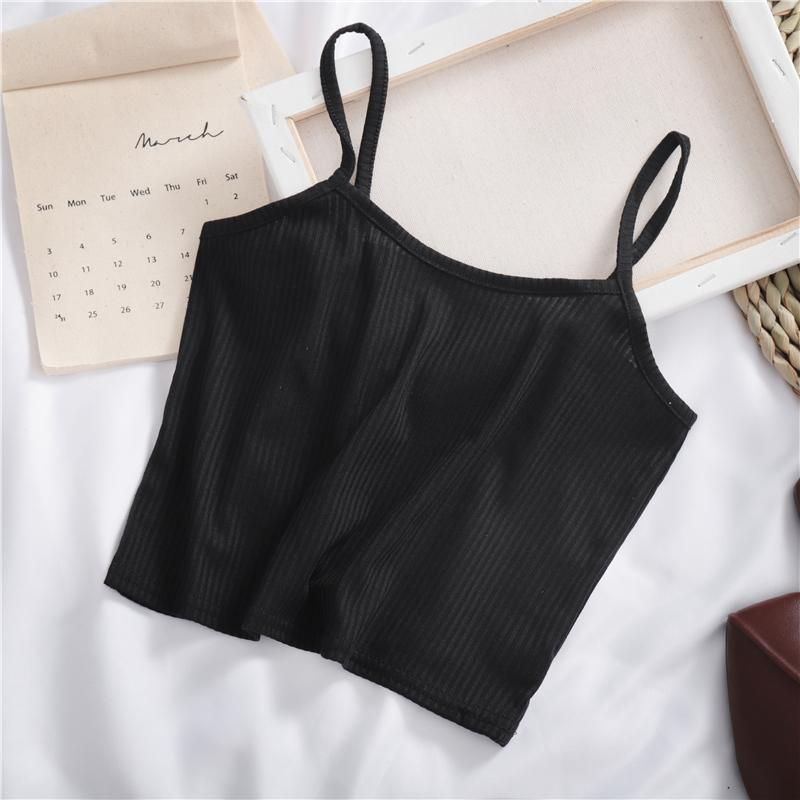 Camisoles Woman Sleeveless Summer New Cami Chic White Sexy Woman Top Cultivation Street Harajuku Knitted Shoulder Lady Clothing