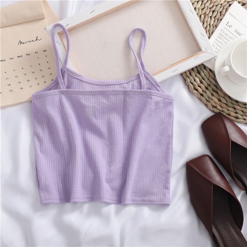 Camisoles Woman Sleeveless Summer New Cami Chic White Sexy Woman Top Cultivation Street Harajuku Knitted Shoulder Lady Clothing
