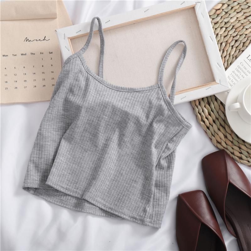 Camisoles Woman Sleeveless Summer New Cami Chic White Sexy Woman Top Cultivation Street Harajuku Knitted Shoulder Lady Clothing