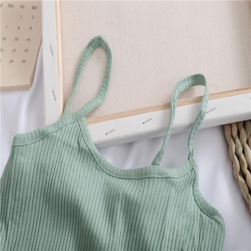 Camisoles Woman Sleeveless Summer New Cami Chic White Sexy Woman Top Cultivation Street Harajuku Knitted Shoulder Lady Clothing