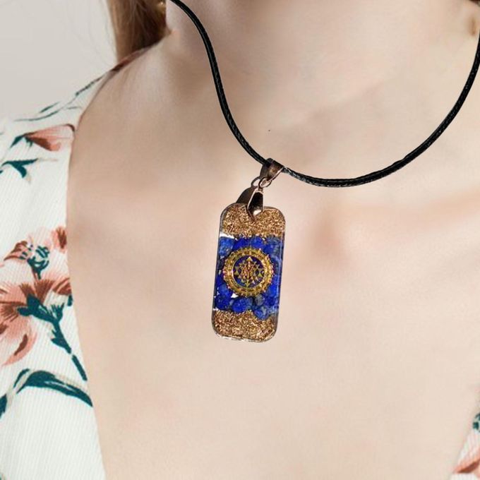Chakra Pendant Necklace Crystal Stone Reiki Pendant PU Leather Rop