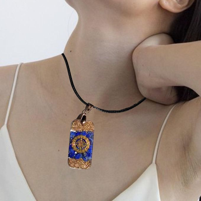 Chakra Pendant Necklace Crystal Stone Reiki Pendant PU Leather Rop