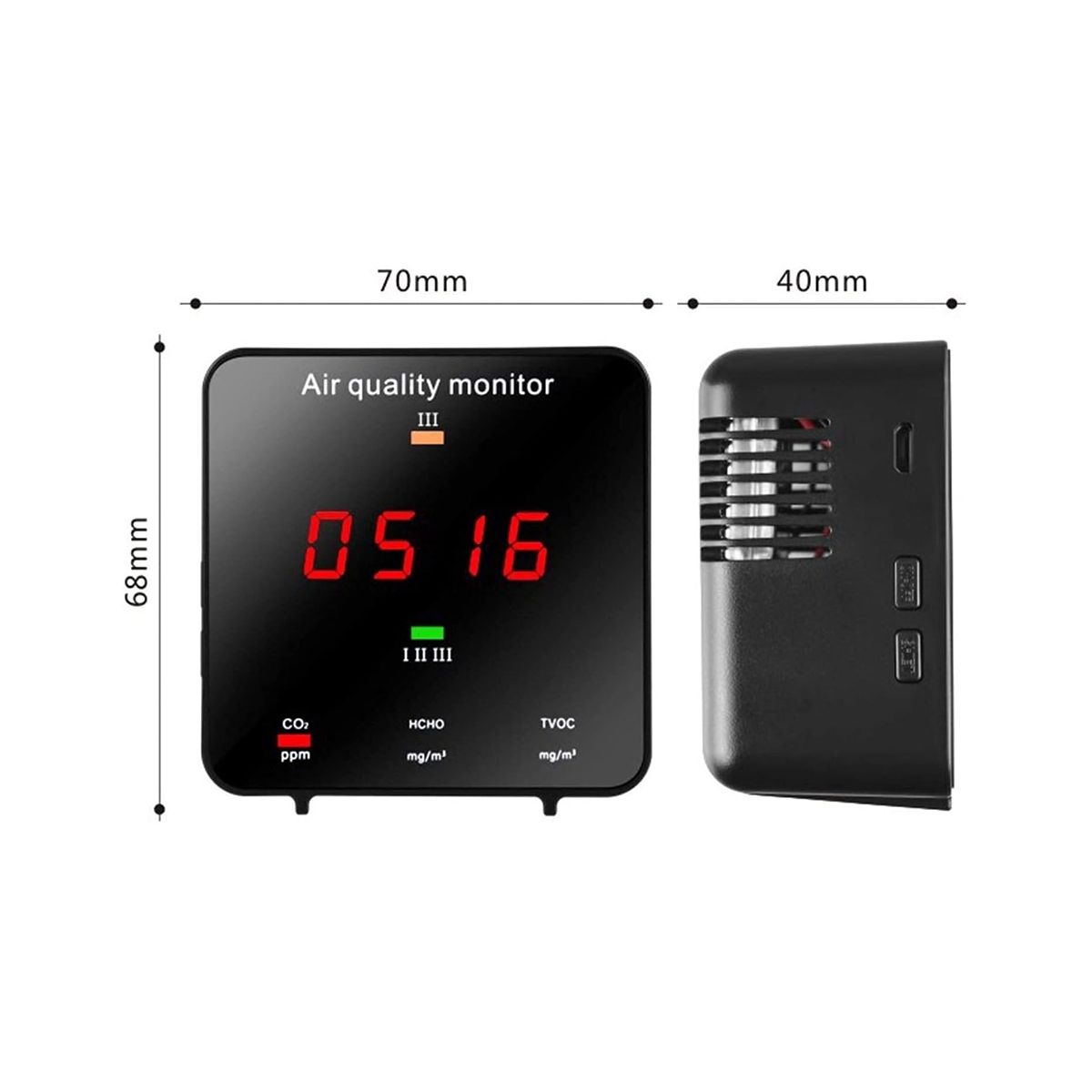 Air Monitoring, Indoor Air Quality Sensor Formaldehyde Tester Device Portable Detector for Carbon Dioxide TVOC Carbon